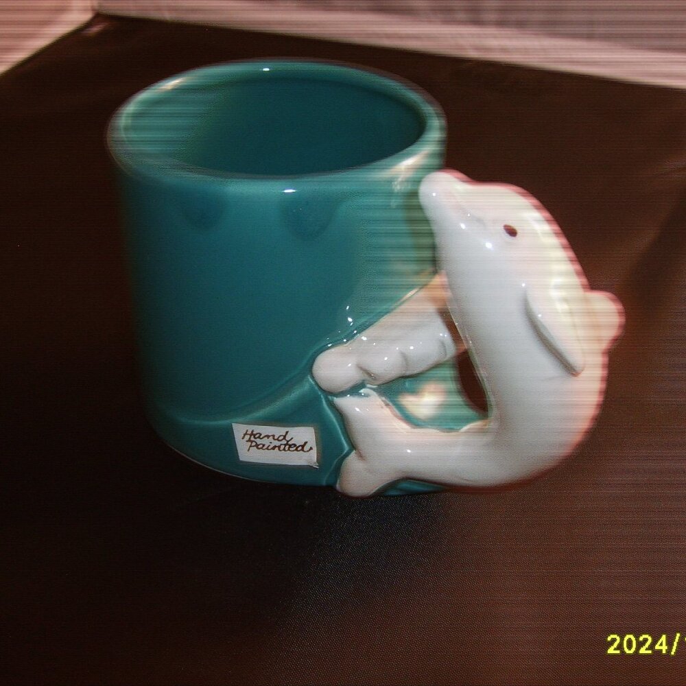 Bergschrund Seattle Dolphin Coffee Mug 1990, Hand Painted